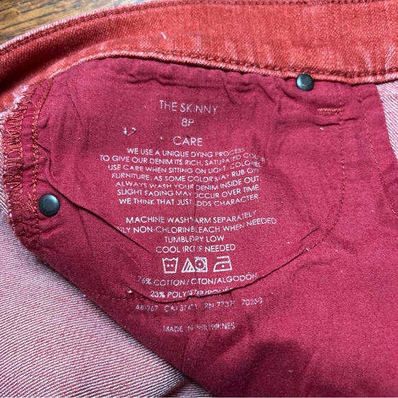 Ann Taylor Women’s 8 Petite Skinny Jeans Red Raw Hem High Waist Casual Valentine - Picture 9 of 10